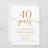 Minimalistisch Champagne 40e bruiloft Jubileum Kaart (Voorkant)