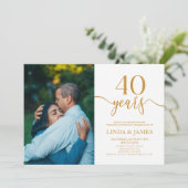 Minimalistisch Champagne 40e bruiloft Jubileum Kaart (Staand voorkant)