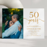 Minimalistisch Champagne 50e bruiloft Jubileum Kaart<br><div class="desc">Dit is een minimalistische Champagne White Custom Afbeelding 50th Wedding Jubileum Invitation!</div>