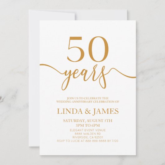 Minimalistisch Champagne 50e bruiloft Jubileum Kaart (Voorkant)