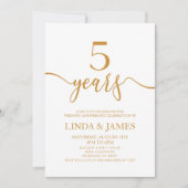 Minimalistisch Champagne 5e bruiloft Jubileum Kaart (Voorkant)