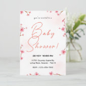 Minimalistisch Cherry Blossom Baby shower Kaart (Staand voorkant)