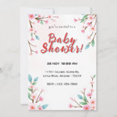Minimalistisch Cherry Blossom Baby shower Kaart (Voorkant)