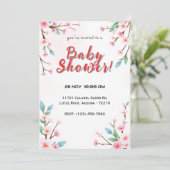 Minimalistisch Cherry Blossom Baby shower Kaart (Staand voorkant)