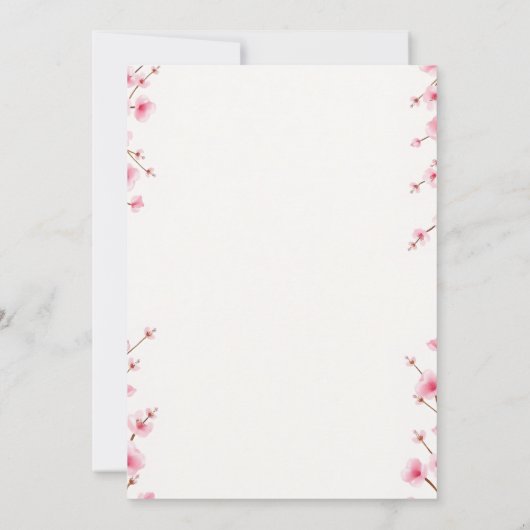 Minimalistisch Cherry Blossom Baby shower Kaart (Achterkant)