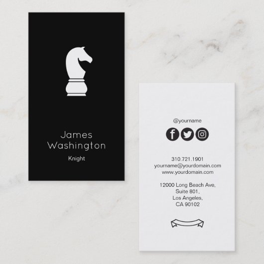 Minimalistisch  Chess Knight Visitekaartje (Voorkant / Achterkant)