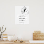 Minimalistisch Chic Bloemig Bruiloft Feest Welkoms Poster (Keuken)