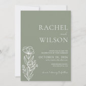 Minimalistisch Chic Boho Botanical Sage Green Wedd Kaart (Voorkant)