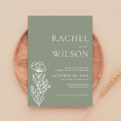 Minimalistisch Chic Boho Botanical Sage Green Wedd Kaart