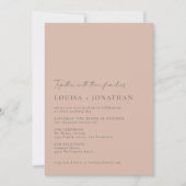 Minimalistisch Chic Classic Dusty Roos Script Wedd Kaart (Voorkant)