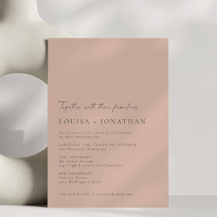 Minimalistisch Chic Classic Dusty Roos Script Wedd Kaart