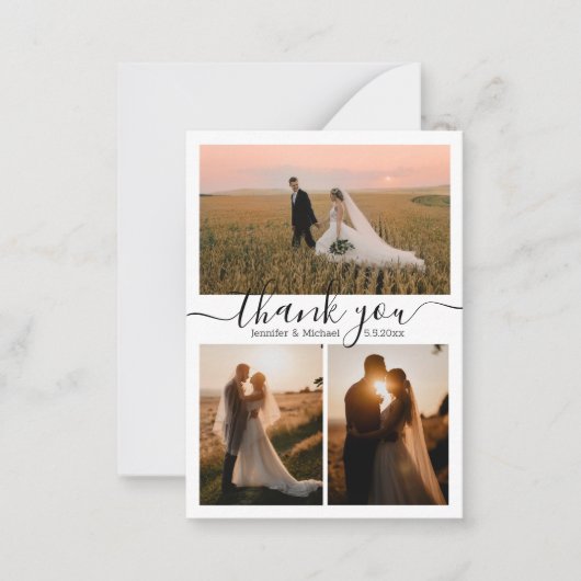 minimalistisch chic dank je drie foto ' s collage  notitiekaartje (Voorkant)