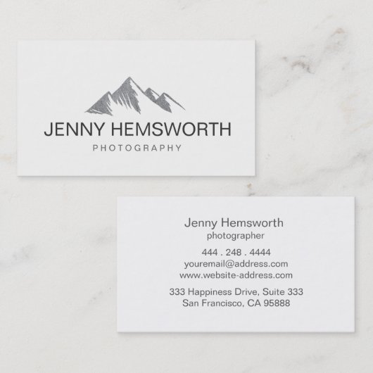 Minimalistisch Chic Faux Silver Mountains Visitekaartje (Voorkant / Achterkant)