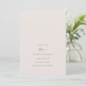 Minimalistisch chic Gold Blush Save the Date Weddi Kaart (Staand voorkant)