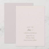 Minimalistisch chic Gold Blush Save the Date Weddi Kaart (Voorkant / Achterkant)