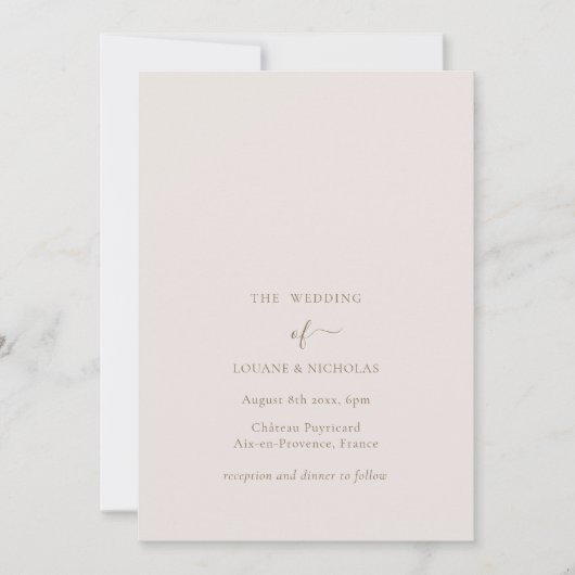 Minimalistisch chic Gold Blush Simple Elegant Wedd Kaart (Voorkant)