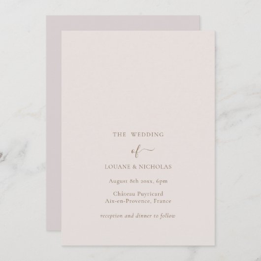 Minimalistisch chic Gold Blush Simple Elegant Wedd Kaart (Voorkant / Achterkant)