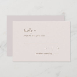 Minimalistisch chic Gold Blush Simple Elegant Wedd RSVP Kaartje