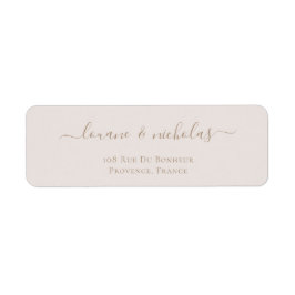 Minimalistisch Chic Gold Blush Weduwingadres Etiket
