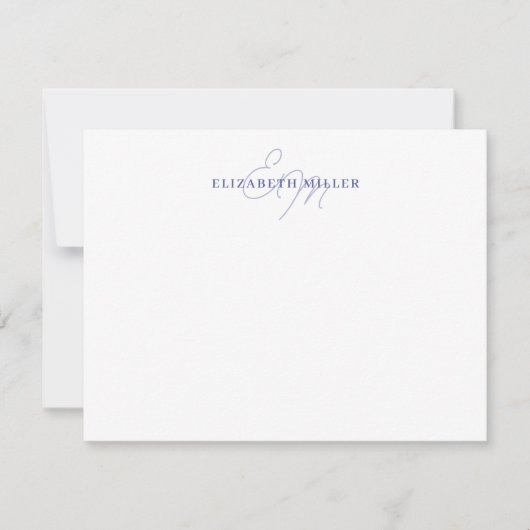 Minimalistisch Chic Lila Violet 2 Script Monorgram Notitiekaartje (Voorkant)
