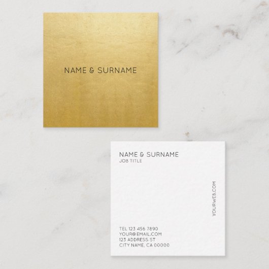 Minimalistisch Chic Modern Gold Square Visitekaart Vierkante Visitekaartje (Voorkant / Achterkant)
