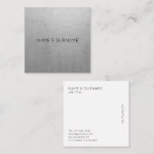 Minimalistisch Chic Modern Silver Square Visitekaa Vierkante Visitekaartje (Voorkant / Achterkant)