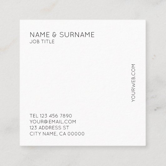 Minimalistisch Chic Modern Silver Square Visitekaa Vierkante Visitekaartje (Achterkant)