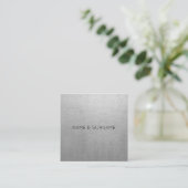 Minimalistisch Chic Modern Silver Square Visitekaa Vierkante Visitekaartje (Staand voorkant)