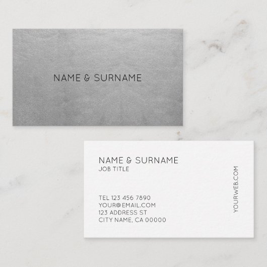 Minimalistisch Chic Modern Silver Visitekaartje (Voorkant / Achterkant)