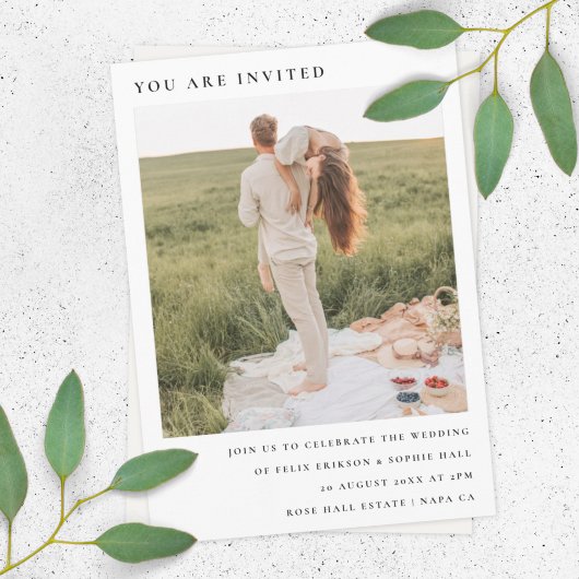 Minimalistisch chic | Modern Simple Photo Wedding Kaart