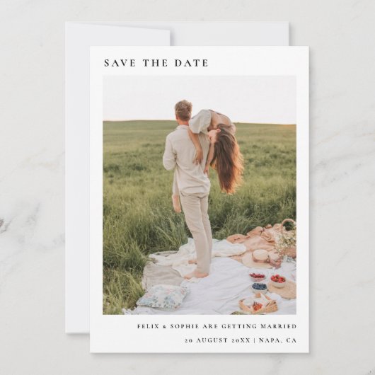 Minimalistisch chic | Modern Simple Photo Wedding Save The Date (Voorkant)