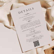 Minimalistisch chic script QR code bruiloft detail