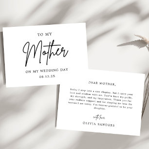 Minimalistisch chic voor mijn moeder op mijn trouw bedankkaart
