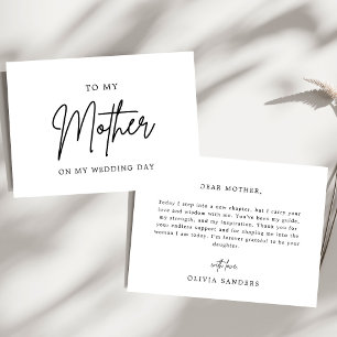 Minimalistisch chic voor mijn moeder op mijn trouw bedankkaart