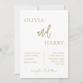 Minimalistisch chic Wedding Invitation Gold Black Kaart (Voorkant)
