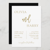 Minimalistisch chic Wedding Invitation Gold Black Kaart (Voorkant / Achterkant)