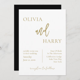 Minimalistisch chic Wedding Invitation Gold Black Kaart
