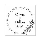 Minimalistisch chic zwart blad krans script bruilo  zelfinktende stempel (Design)