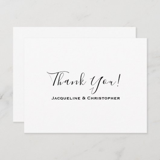 Minimalistisch chic zwart script gepersonaliseerde bedankkaart (Voorkant / Achterkant)