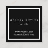 Minimalistisch Chic Zwart-wit Modern Monogram Vierkante Visitekaartje (Achterkant)