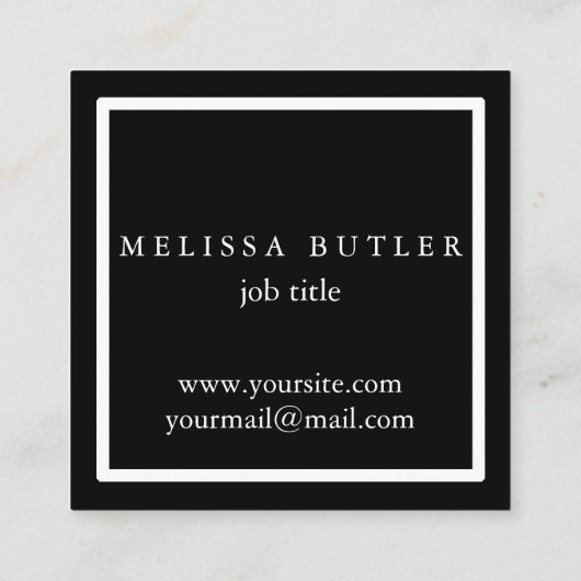 Minimalistisch Chic Zwart-wit Modern Monogram Vierkante Visitekaartje (Achterkant)