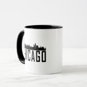 Minimalistisch Chicago City Skyline Silhouet Mok (Voorkant links)