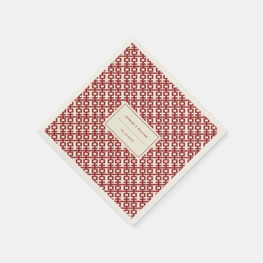 Minimalistisch Chinees Rode Dubbelgeluk Servetten (Hoek)