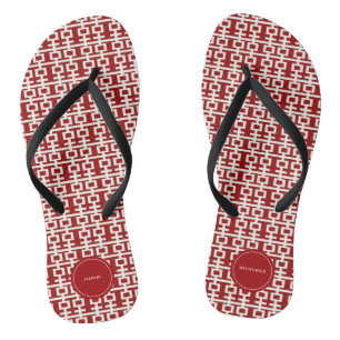 Minimalistisch Chinees Rode Dubbelgeluk Teenslippers