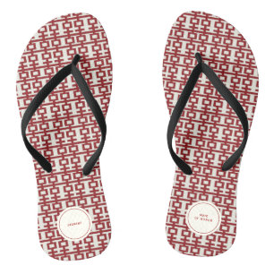 Minimalistisch Chinees Rode Dubbelgeluk Teenslippers