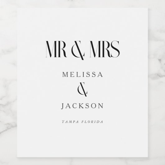 Minimalistisch chique bruiloft ontwerp wijn etiket (Enkel label)