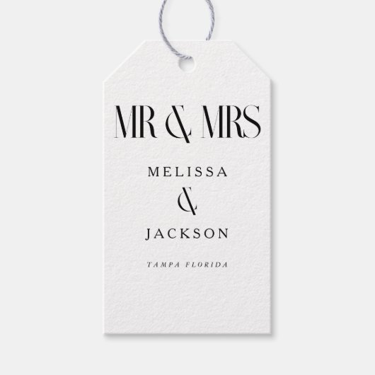 Minimalistisch chique bruiloft ontwerp wit dank u cadeaulabel (Voorkant)