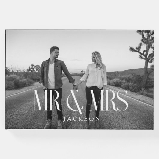 Minimalistisch chique bruiloft ontwerp wit Mr en M Gastenboek (Voorkant)