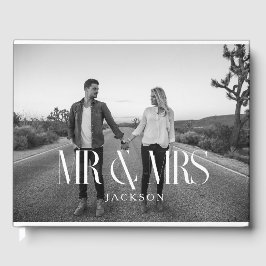 Minimalistisch chique bruiloft ontwerp wit Mr en M Gastenboek