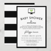 Minimalistisch chique groen virtueel Baby shower Kaart (Voorkant / Achterkant)